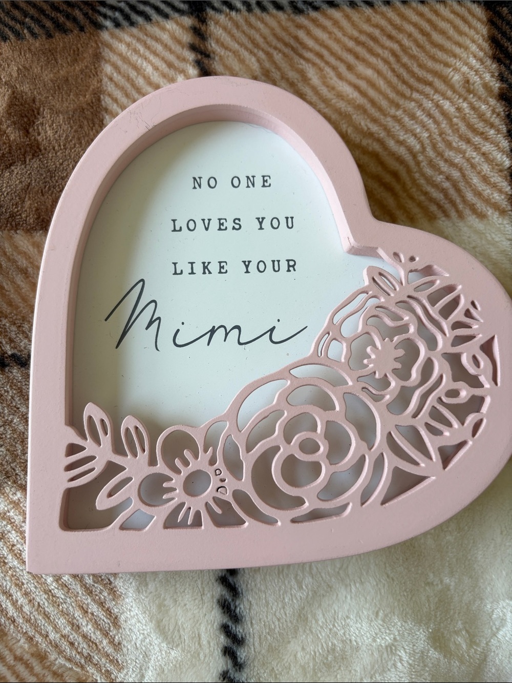 Pink Heart Floral 'Mimi' Decorative Wall Sign